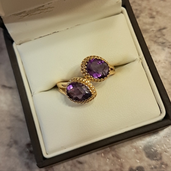 Jewelry - Premium Natural Amethyst Bypass Ring
